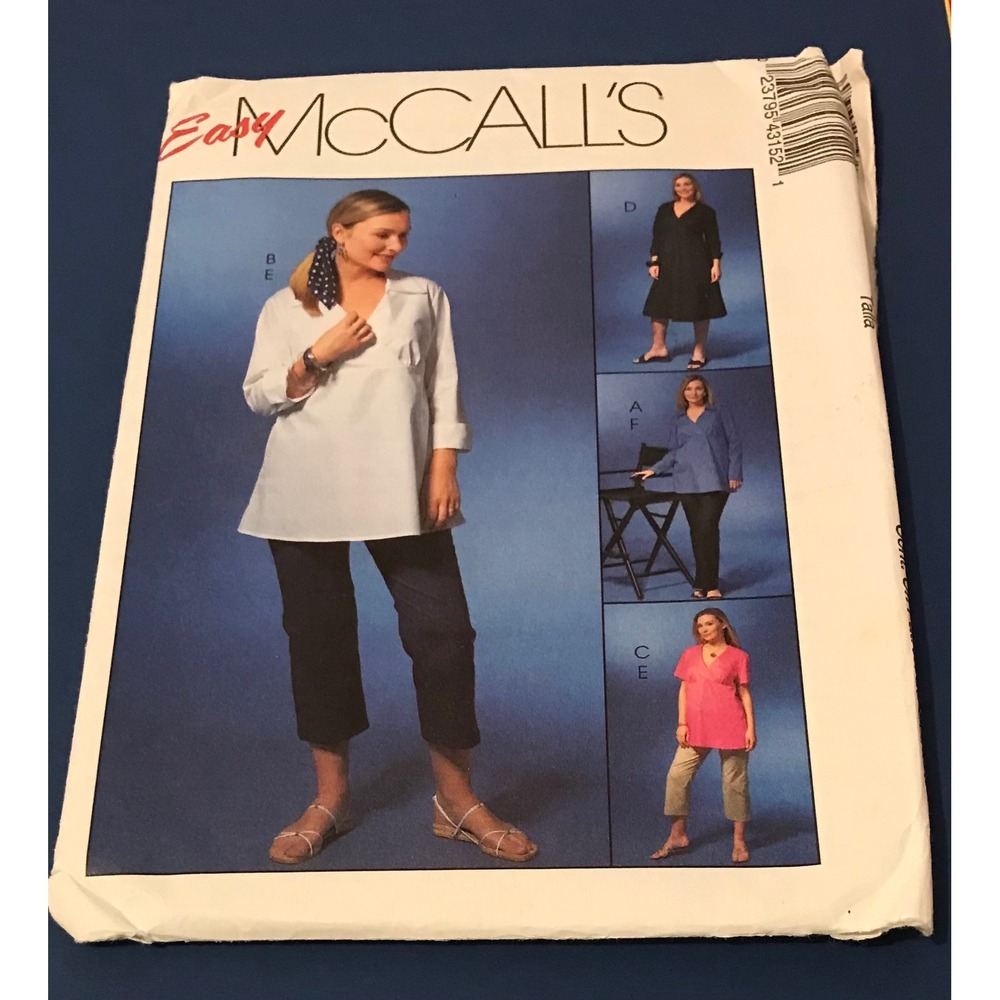 McCalls M4315 Sewing Pattern Misses Tunic Dress Pants Easy UNCUT Size 16-22